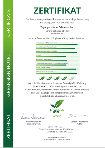 Zertifikat Green Sign Zertifikat Green Sign
